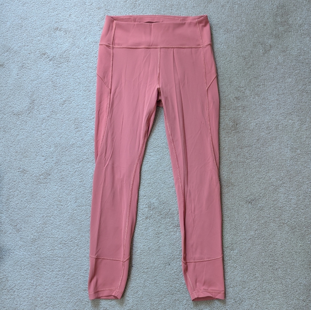 Lululemon In Movement 7/8 Tight Everlux Leggings Size 8 Coral Pink "Red Bronzer"